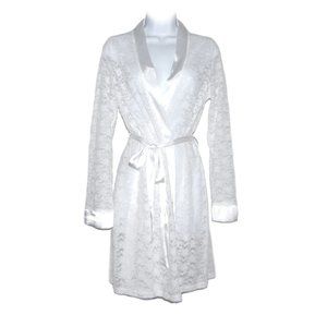 Apt. 9 Bridal White Lace Satin Trim Robe Size Med.